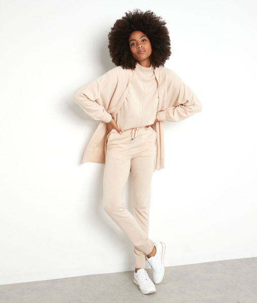 Picture of TAYLOR BEIGE KNIT TROUSERS
