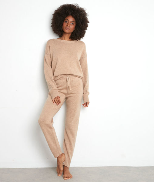 Picture of TOSCA BEIGE KNIT TROUSERS