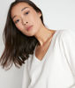 Picture of MARGOT WHITE COTTON V-NECK T-SHIRT WITH 3/4-LENGTH SLEEVES