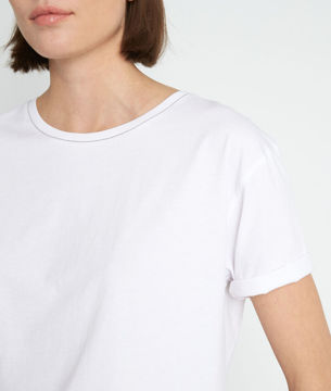 Picture of MEL WHITE ORGANIC COTTON T-SHIRT WITH JEWELLED NECK