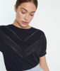 Picture of MARIA NAVY OPENWORK COTTON T-SHIRT
