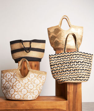 Picture of JULIE WOVEN STRAW AND COTTON BASKET BAG