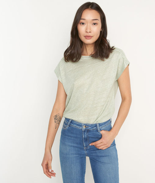 Picture of MARCEAU ALMOND GREEN ECO-FRIENDLY LINEN T-SHIRT