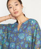 Picture of REMINI NAVY AND GREEN PRINTED COTTON KAFTAN