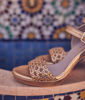 Picture of VALESKA HIGH-HEELED GOLD CANED-LEATHER SANDALS