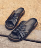 Picture of VADIM BLACK BRAIDED FLAT LEATHER MULES