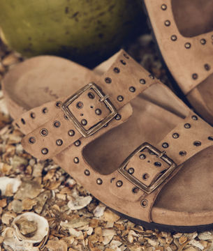 Picture of VIRGIL BEIGE LEATHER DOUBLE-STRAP MULES