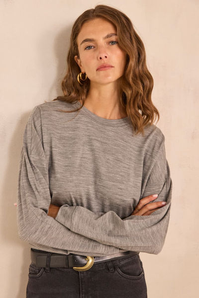 Picture of CHARCOAL LONG-SLEEVED WOOL T-SHIRT TEOPHILE