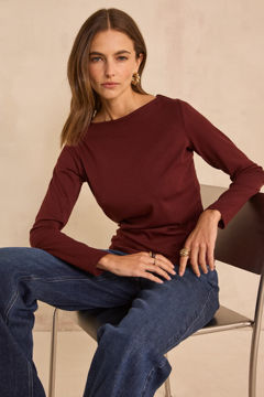 Picture of TANGUY COTTON BLEND BOAT NECK T-SHIRT